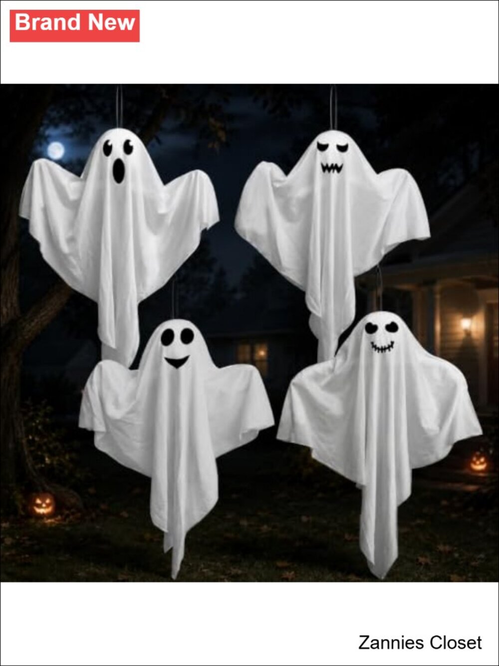 👻 4 Pack Hanging Ghost Decorations 27.5'' Poseable Bendable Arms Halloween